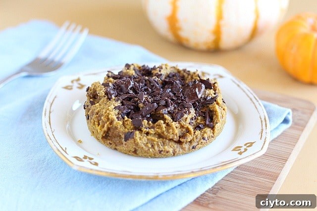Pumpkin chocolate chip mug cookie