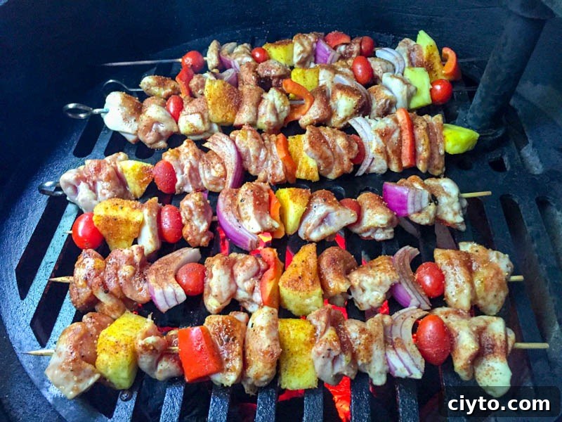 Caramelized honey glaze on kabobs