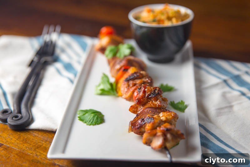 Close-up kabob bite