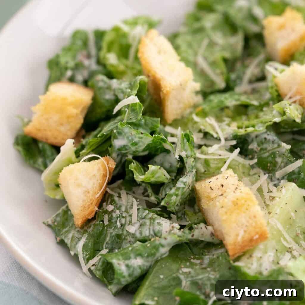 close up of Caesar salad