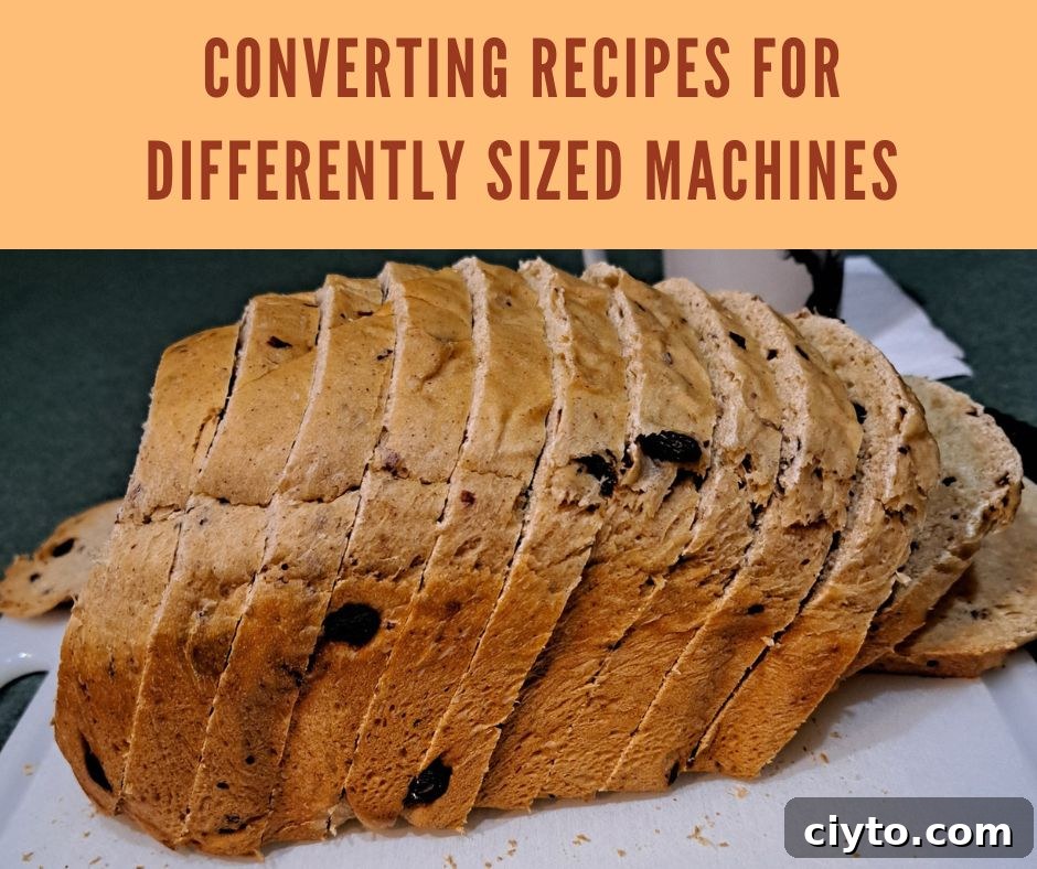 Converting bread machine recipes for differently sized machines
