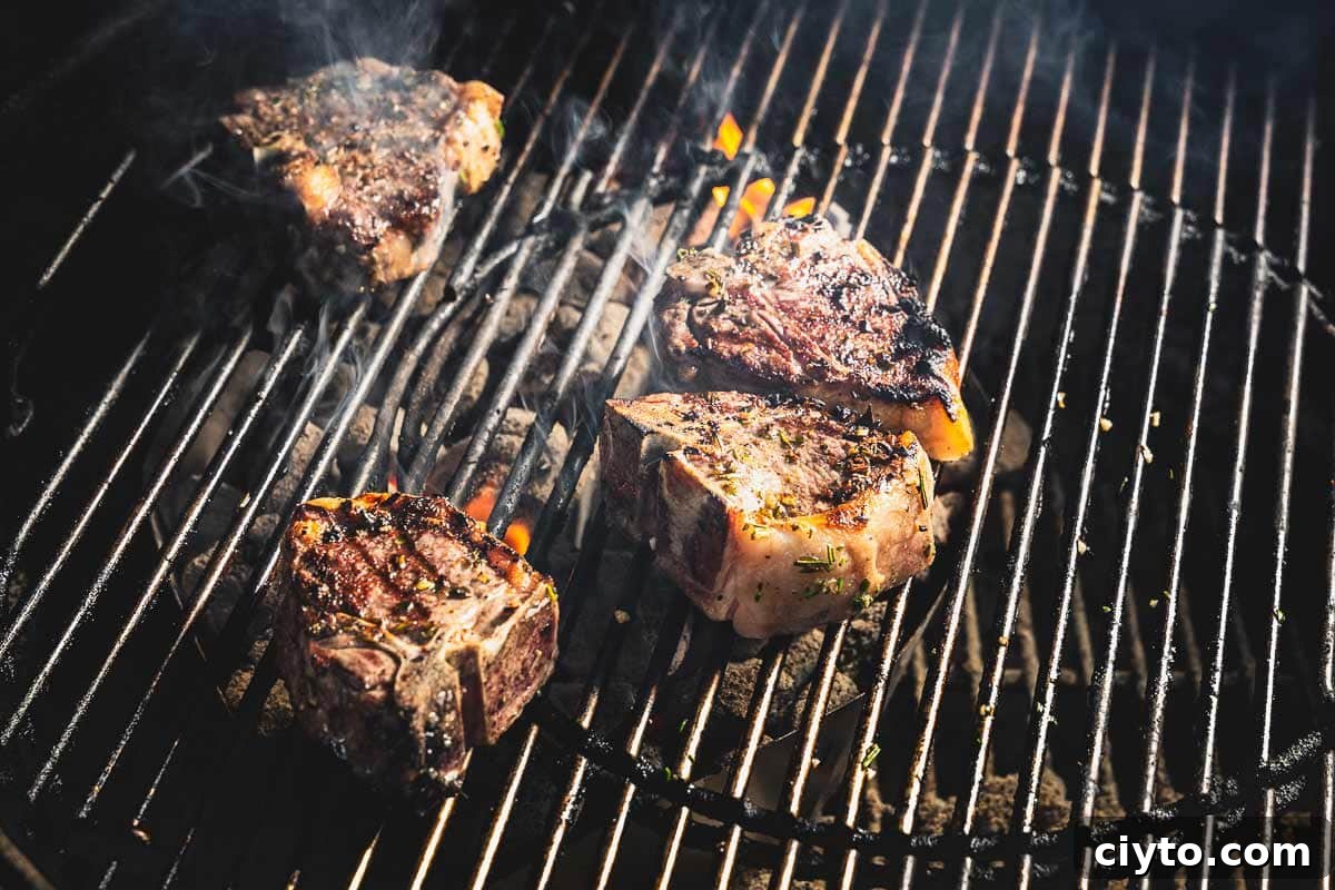 grilling lamb loin chops on charcoal grill