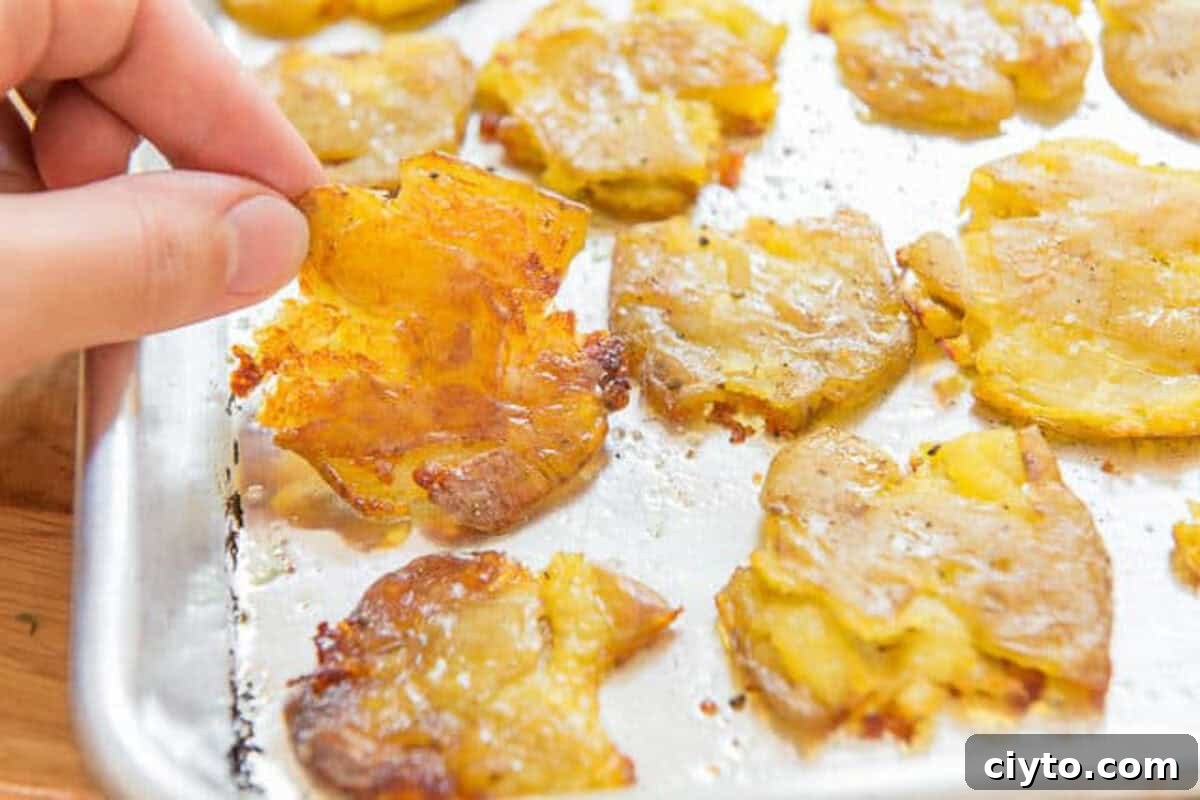 Crispy Smashed Potatoes - Shown with Crispy Golden Edges