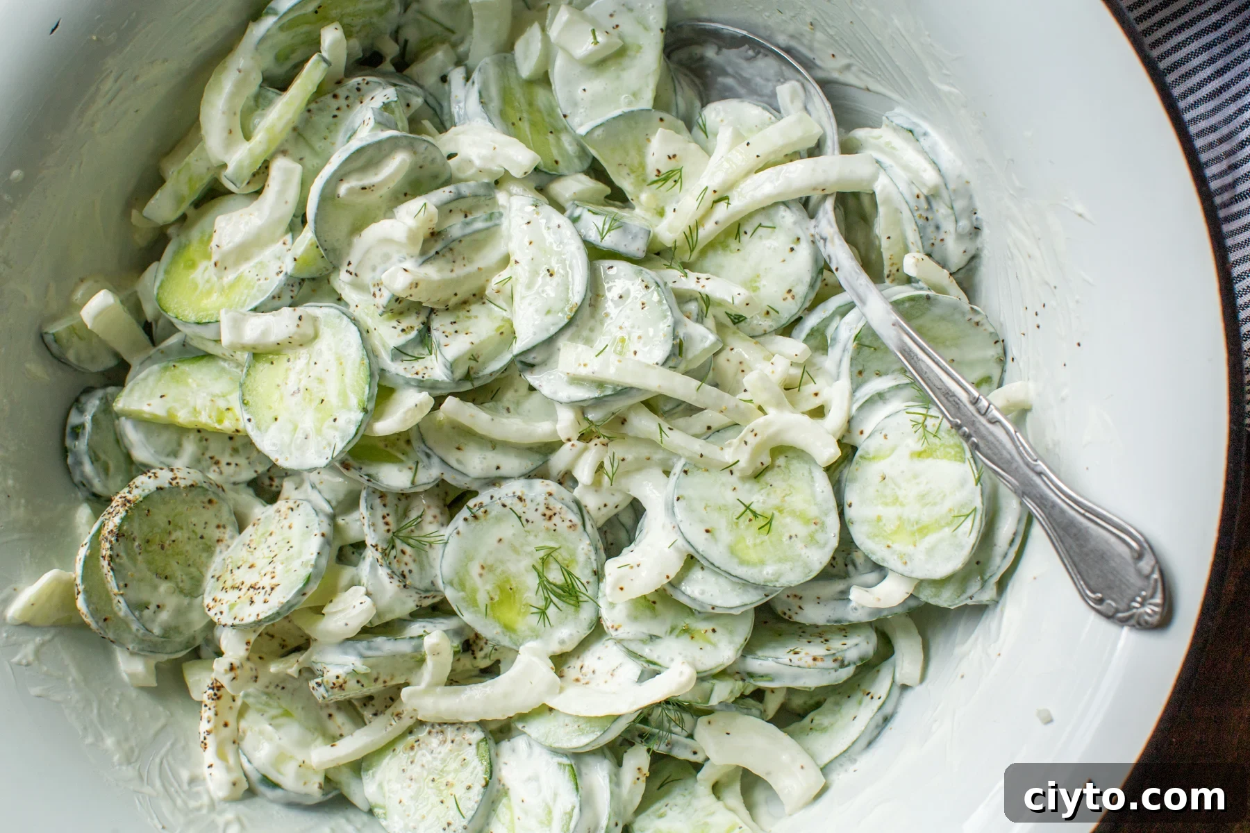creamy cucumber salad with onion