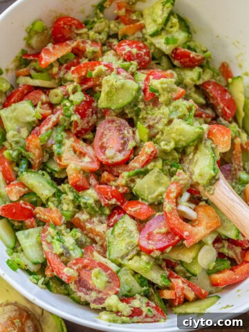 the best avocado salad with cucumbers and tomatoes