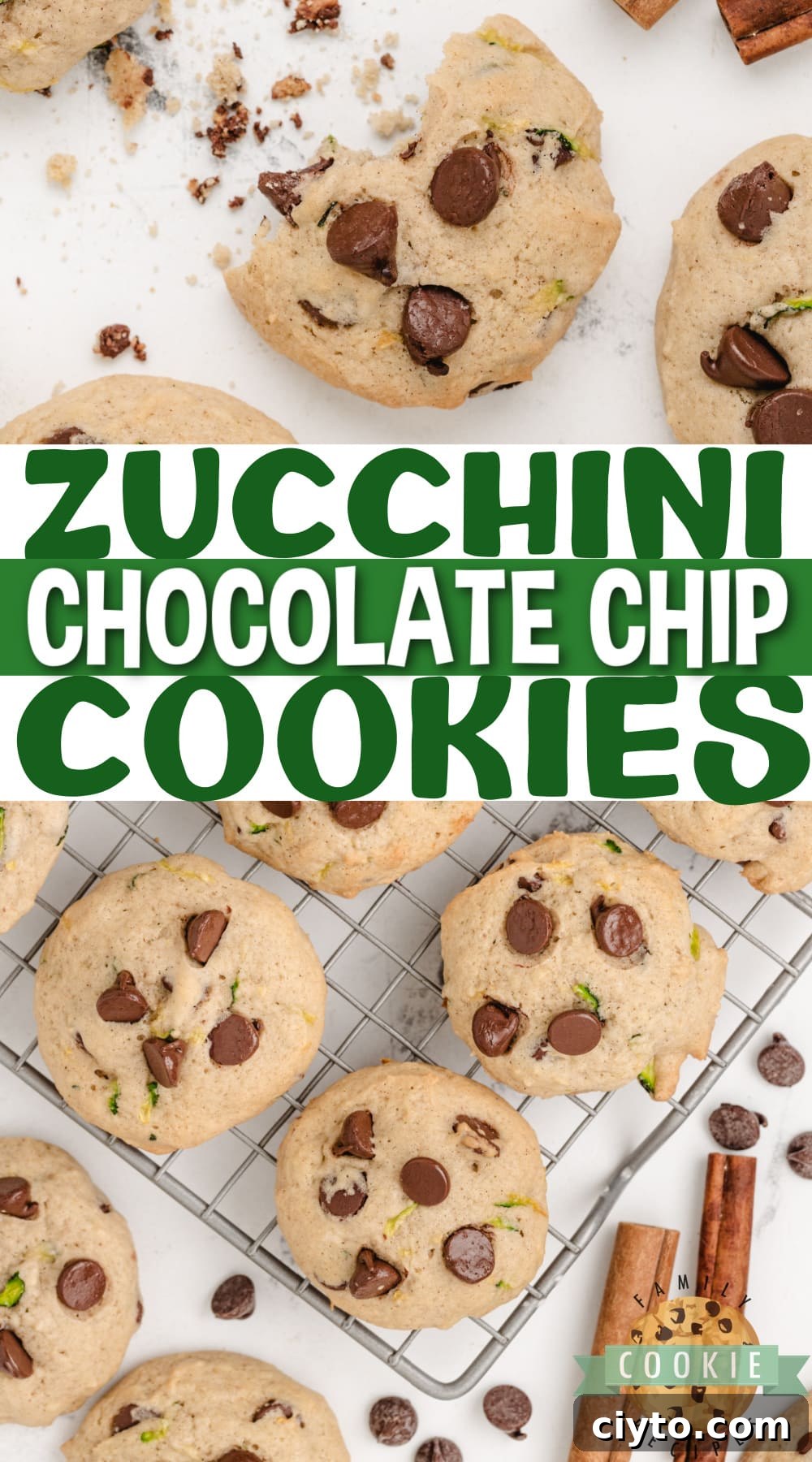 Chewy Zucchini Chocolate Chip Cookie Recipe 10 Zucchini Chocolate Chip Cookies are delicious and packed with zucchini. These chocolate chip cookies are the perfect way to sneak in some veggies and use up all the zucchini from your garden!
