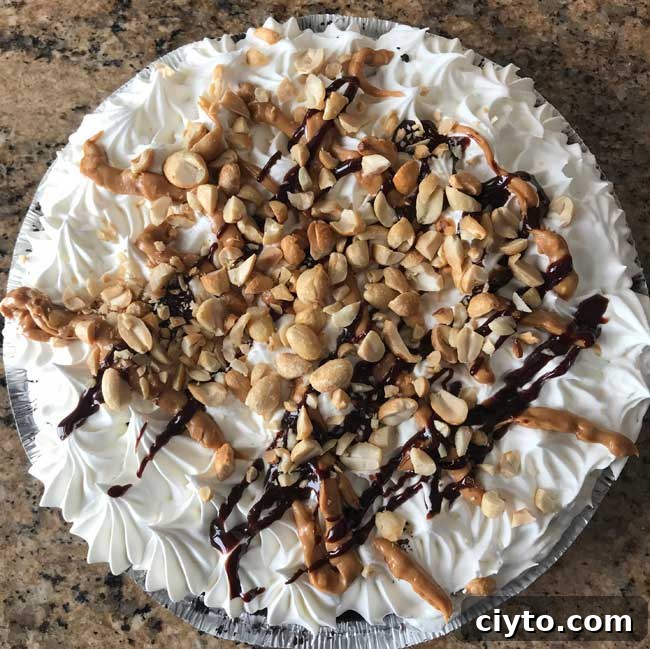 Peanut butter pie on a plate, ready to serve