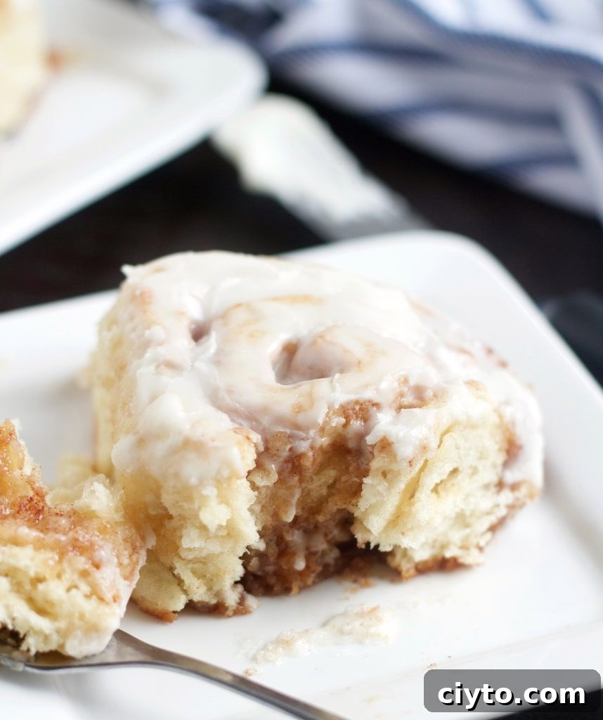 No Yeast Cinnamon Rolls on a plate
