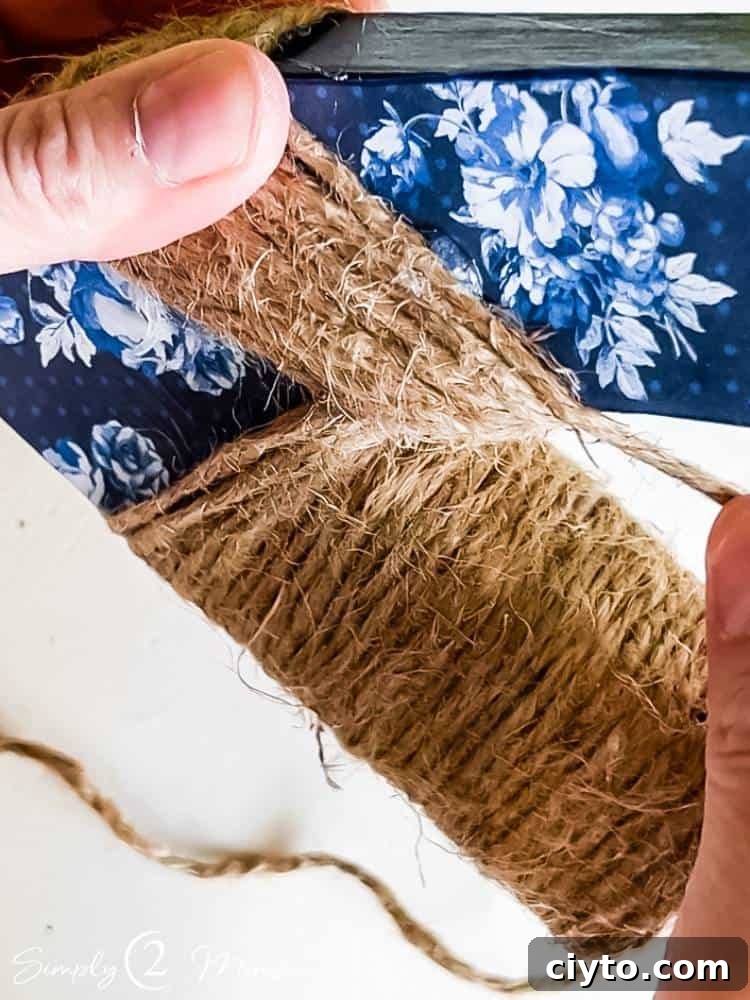 wrapping string in corner of paper number