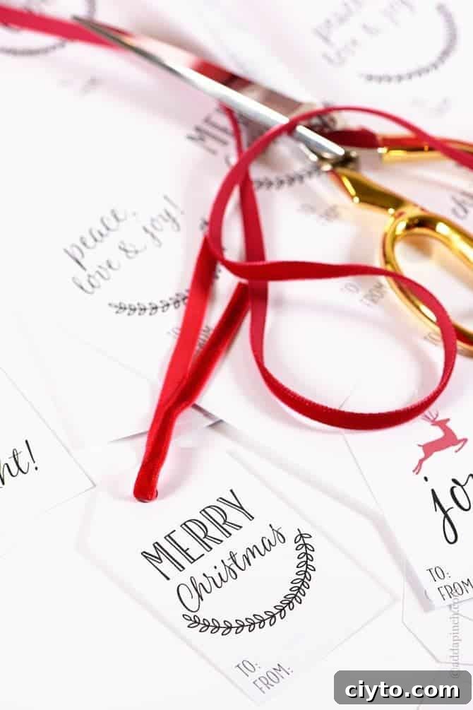 Free Printable Christmas Gift Tag Templates 2 Christmas gift tags just dress up a Christmas gift and make it even more special! These free printable Christmas gift tags are designed for quick and easy printing to make your holiday gift giving even easier! // addapinch.com