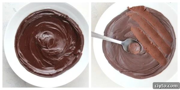 Chocolate truffle mixture in a bowl.