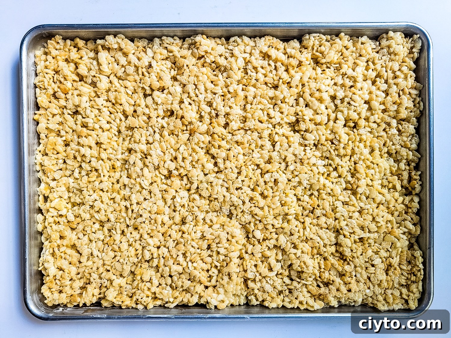 sheet pan with rice Krispy cereal
