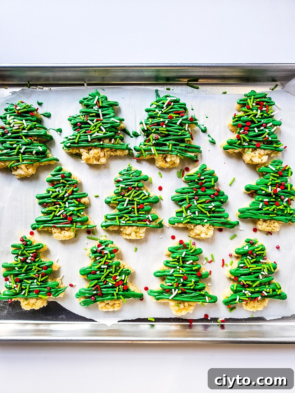sheet pan christmas tree Krispies
