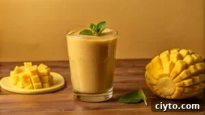 A glass of drink next to a glass of juice and some fruit