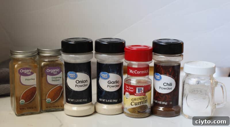 Spices measured into a small bowl