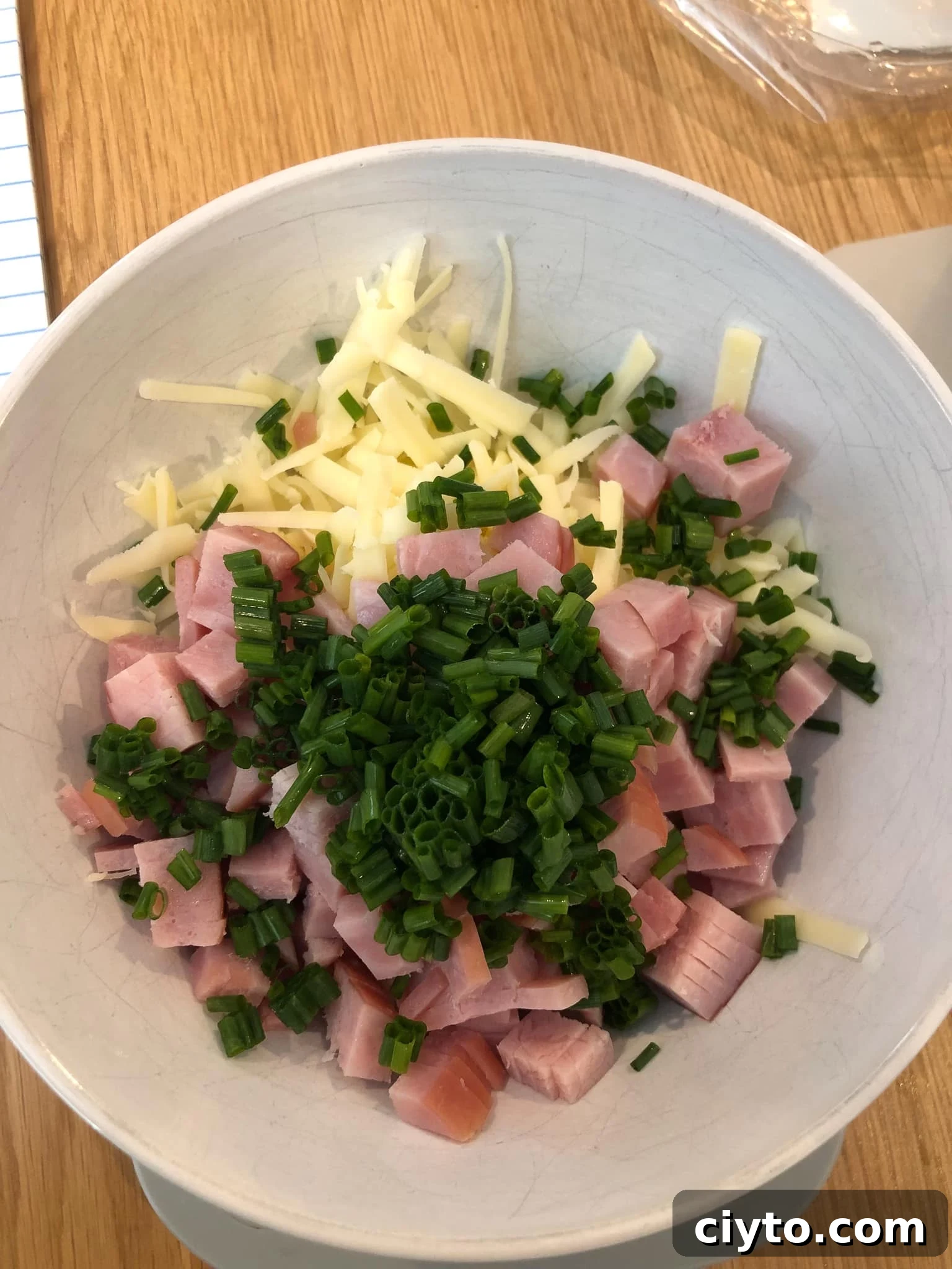Hyggeboller: Danish Ham and Cheese Rolls 4 Fillings in a bowl.