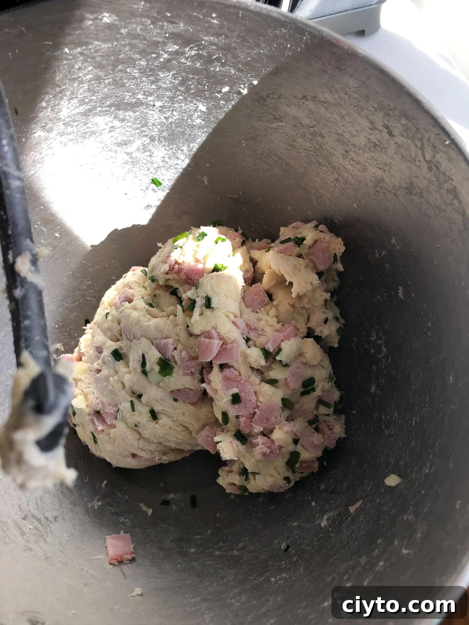 Hyggeboller: Danish Ham and Cheese Rolls 5 Dough kneaded with fillings.