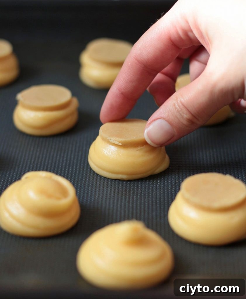 Placing Craquelin Topping over a Chou a la Creme