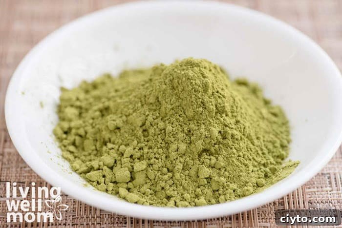 Low-Calorie Matcha Green Tea Latte Recipe for Natural Energy 9 matcha powder in a bowl