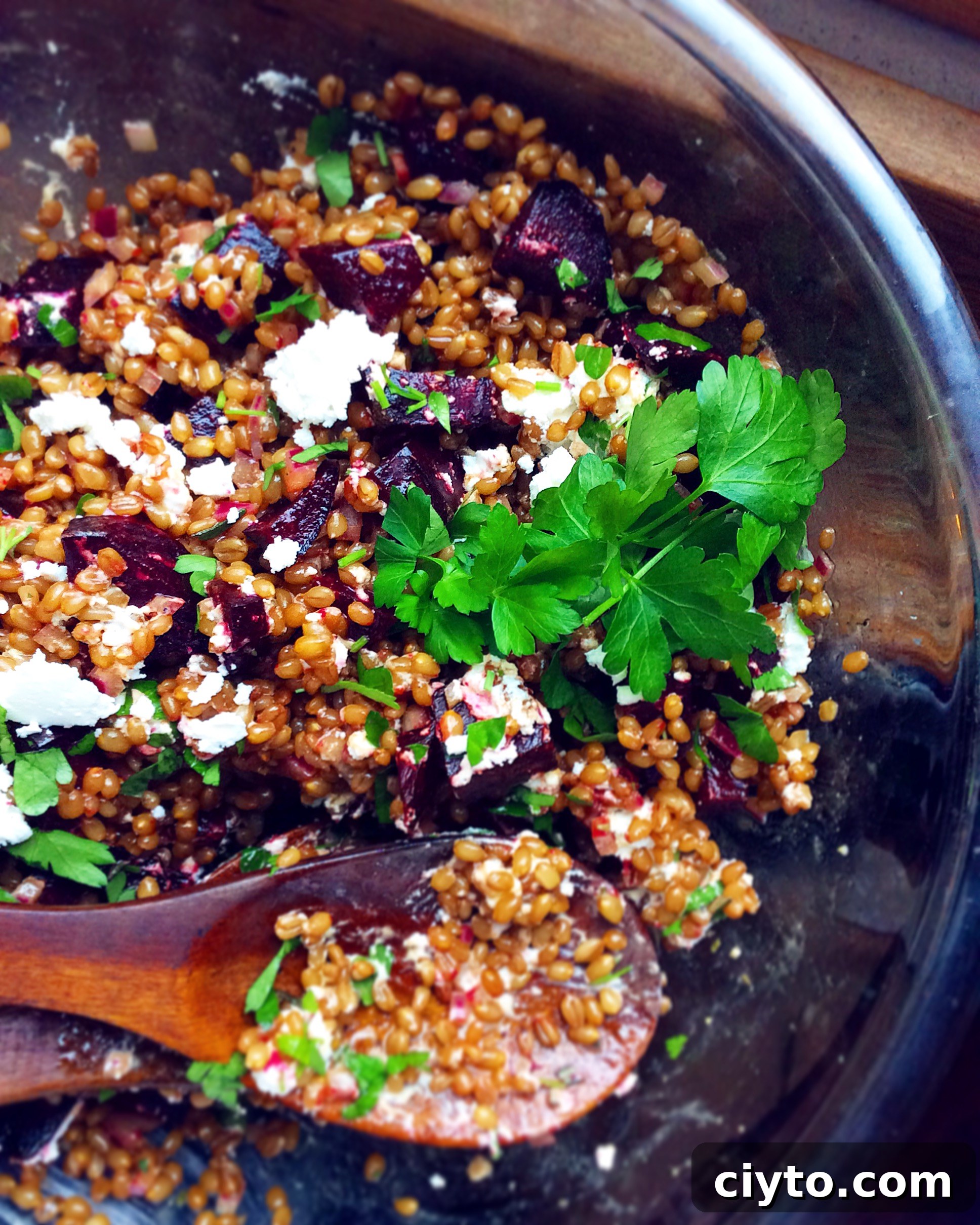 Balsamic Wheatberry Salad with Beets and Goat Cheese