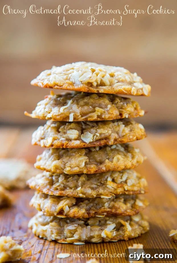 Chewy oatmeal coconut brown sugar cookies