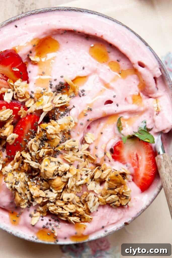 homemade strawberry smoothie bowl