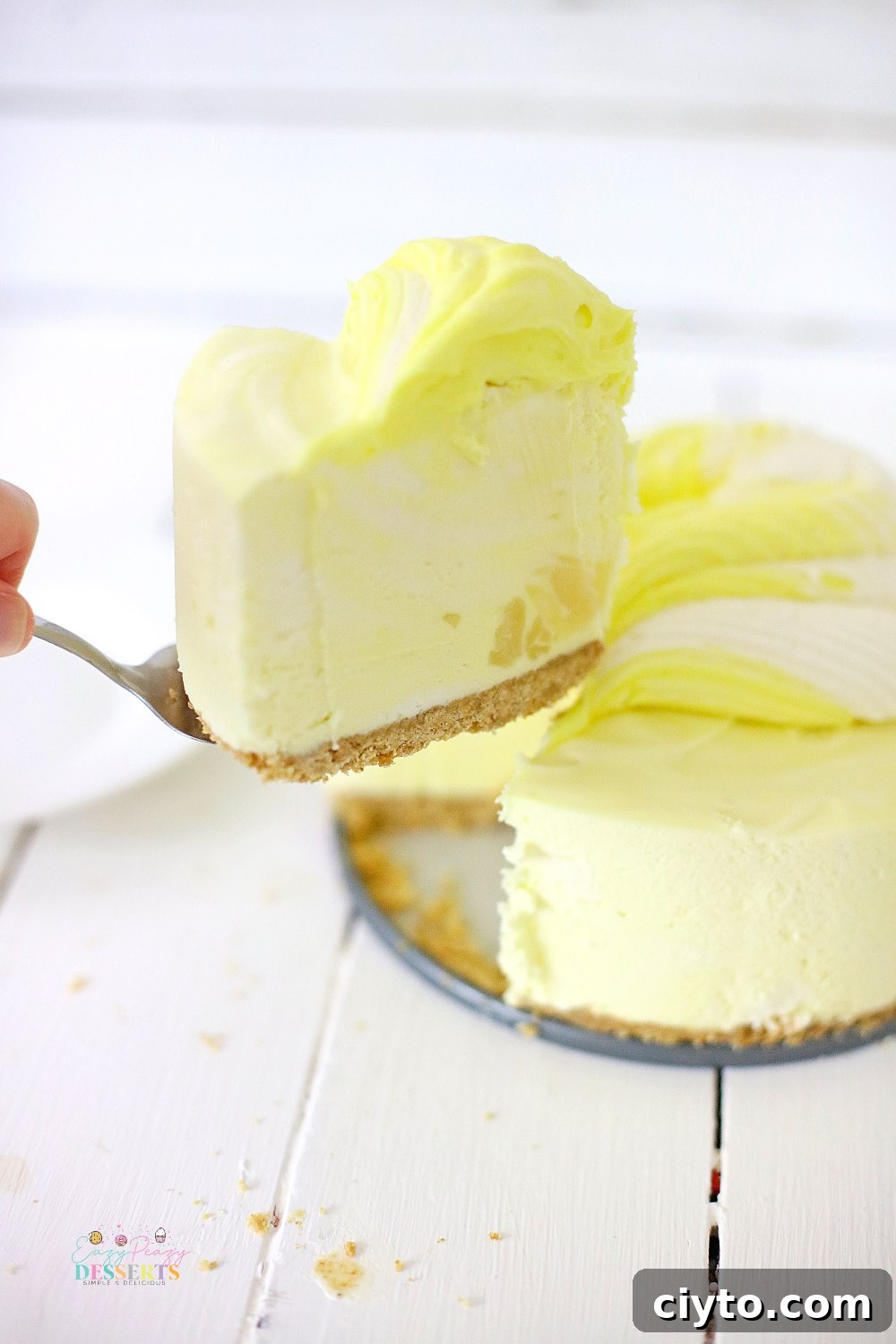 Creamy Pineapple Whip Cheesecake Recipe 4 A slice of no bake pineapple cheesecake