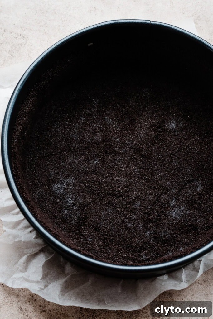 A baked oreo cheesecake crust.
