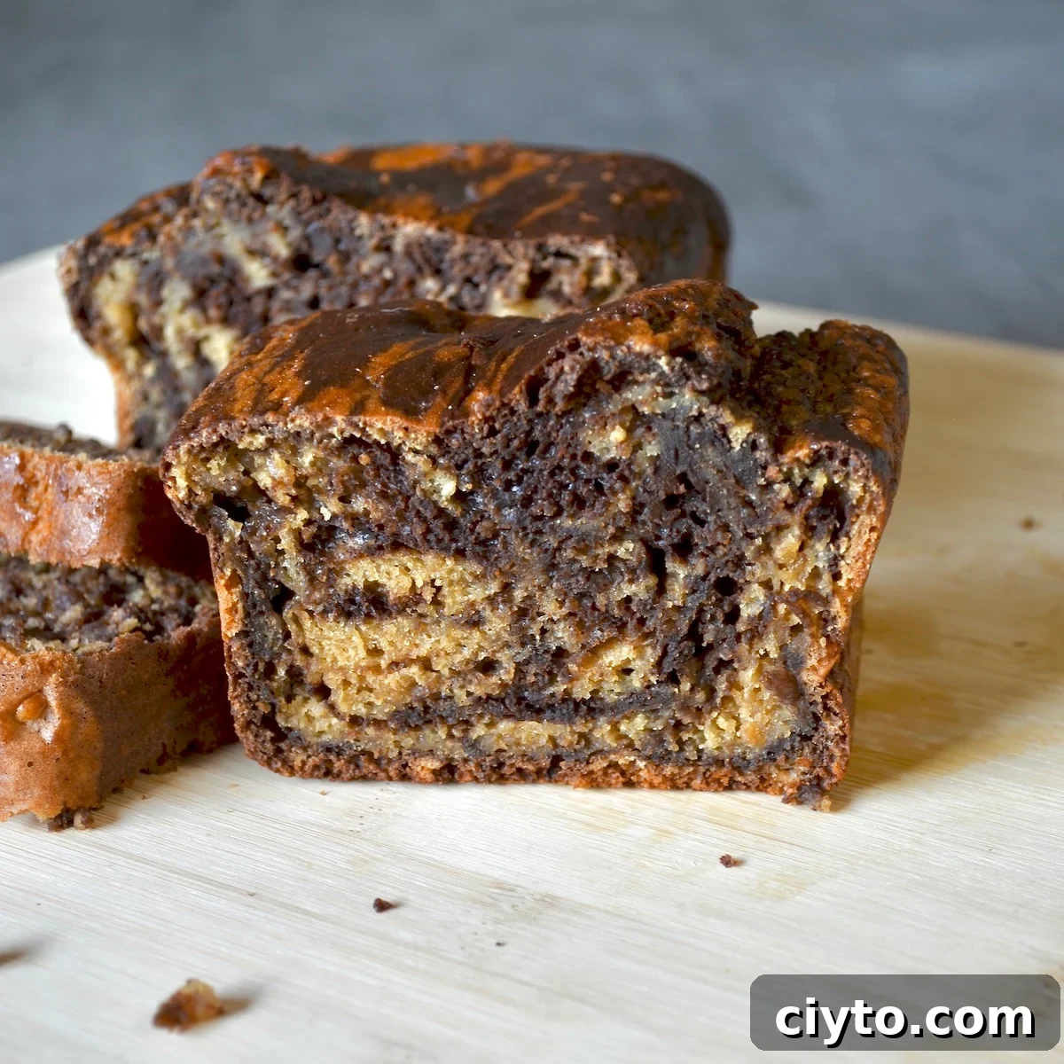 chocolate and vanilla marble loaf