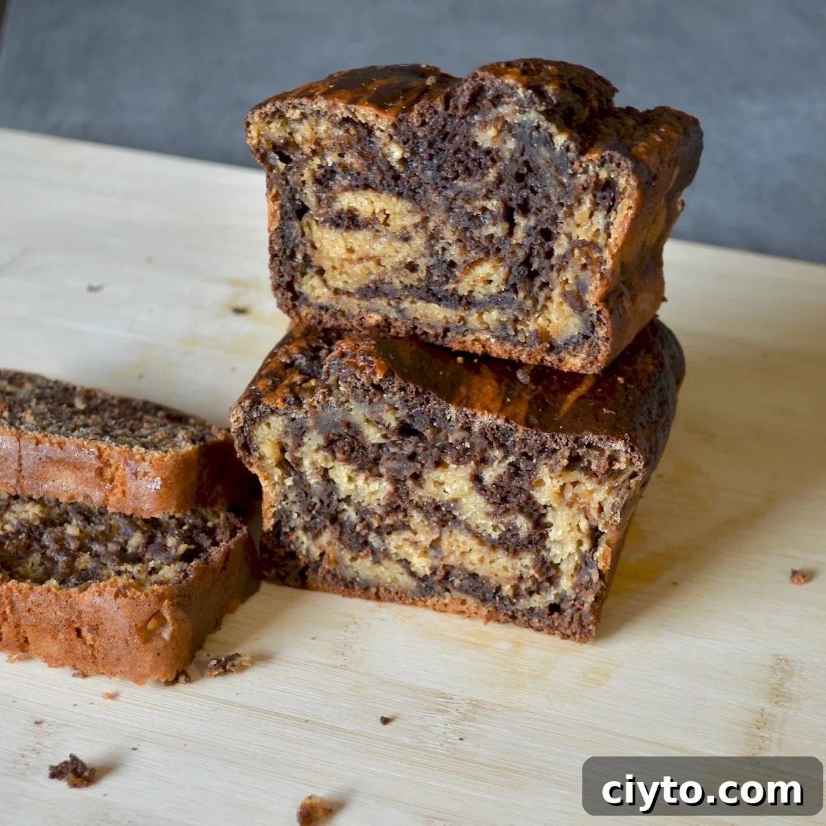 Marble loaf cake stacked