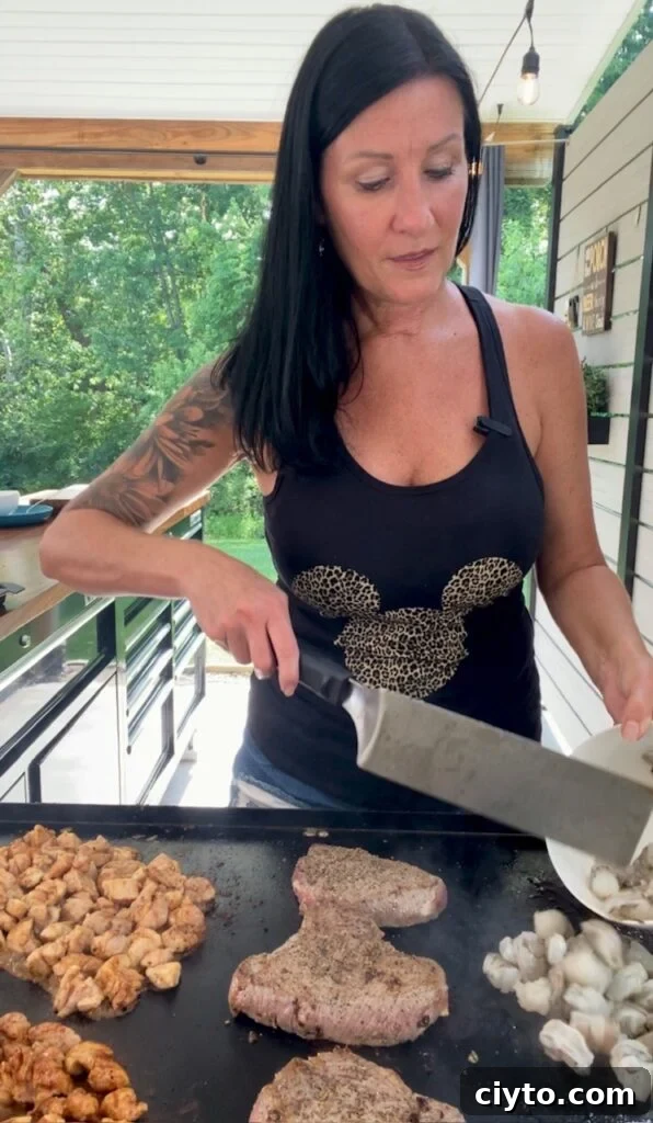 Blackstone Griddle Sushi Tostadas Recipe 2 cooking shrimp on the griddle