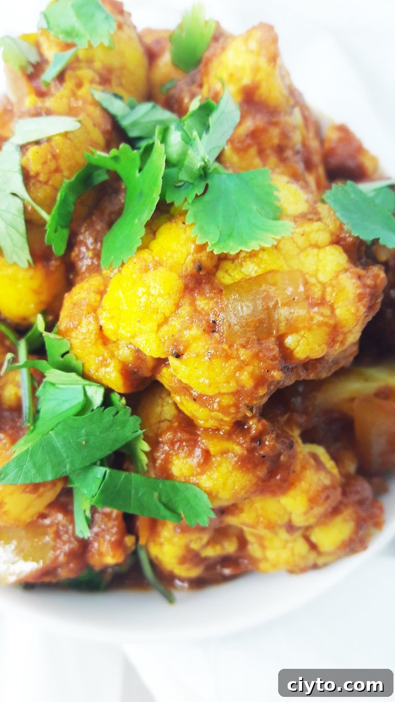 Aloo gobi served in a bowl.