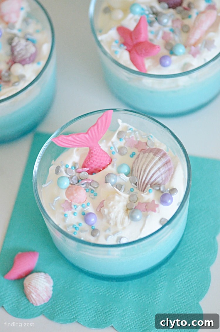 This fluffy mermaid mousse is the perfect mermaid dessert for any birthday party or summer celebration.