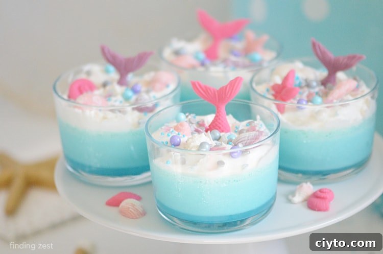 Mermaid Dessert Cups with Chocolate Tails for a Mermaid Party