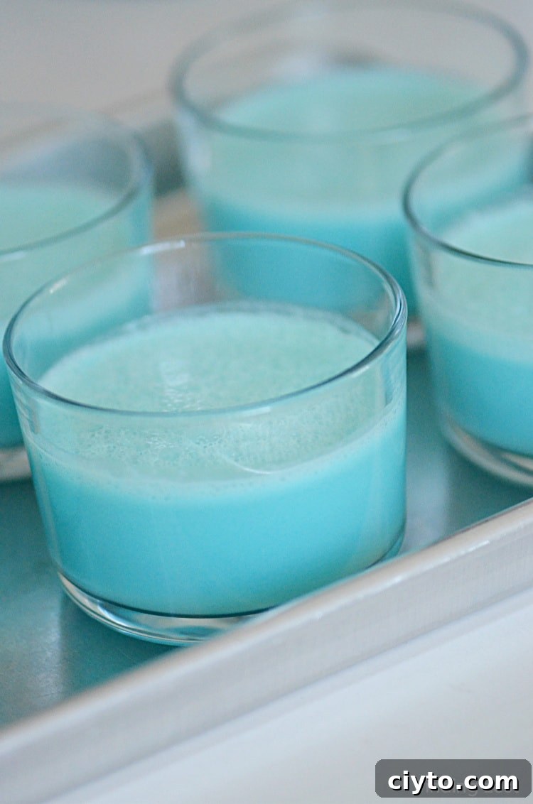 Using a tray to place Jello Magic Mousse in the refridgerator