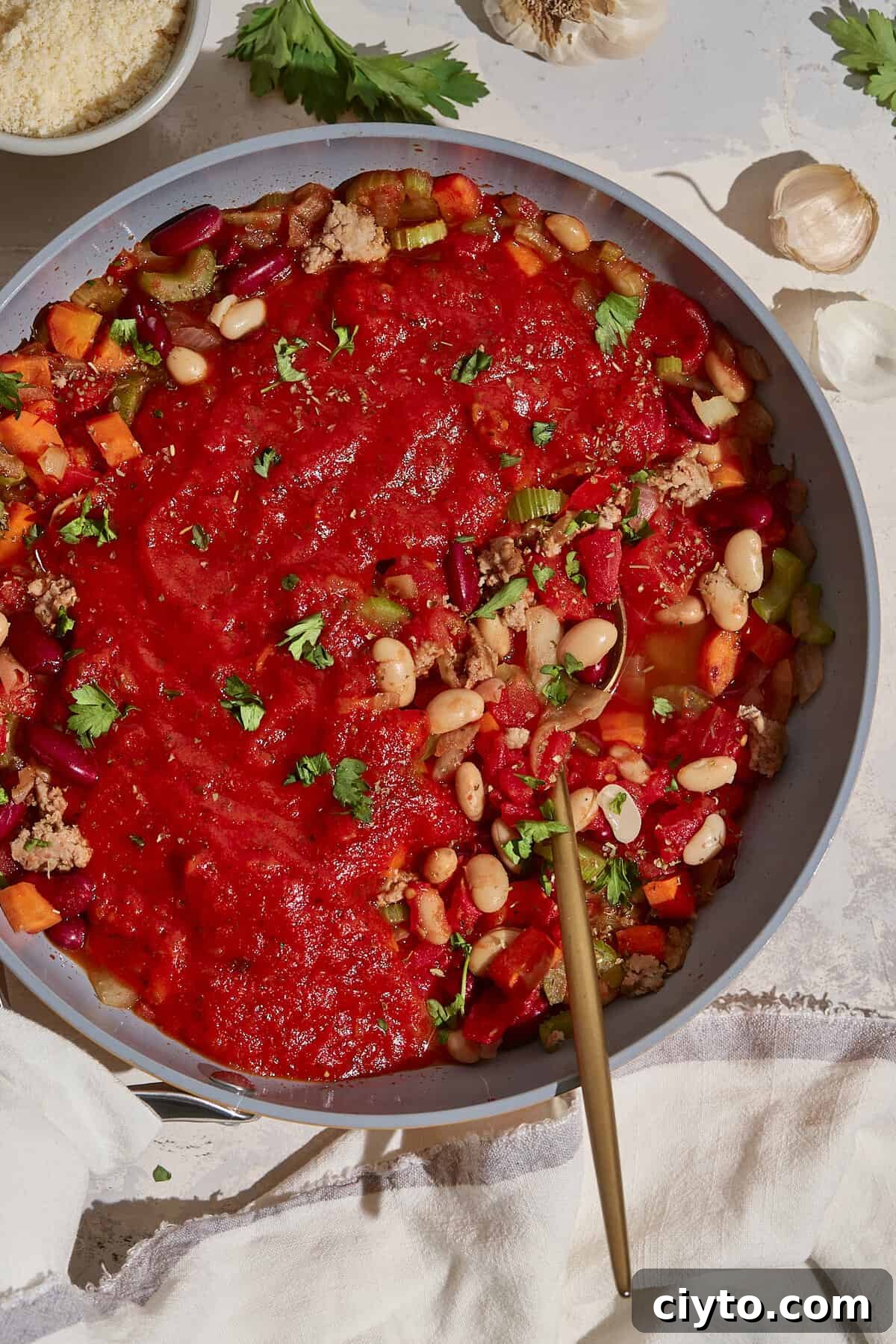 Classic Italian Pasta e Fagioli Recipe with Cannellini Beans 4 making pasta e fagioli