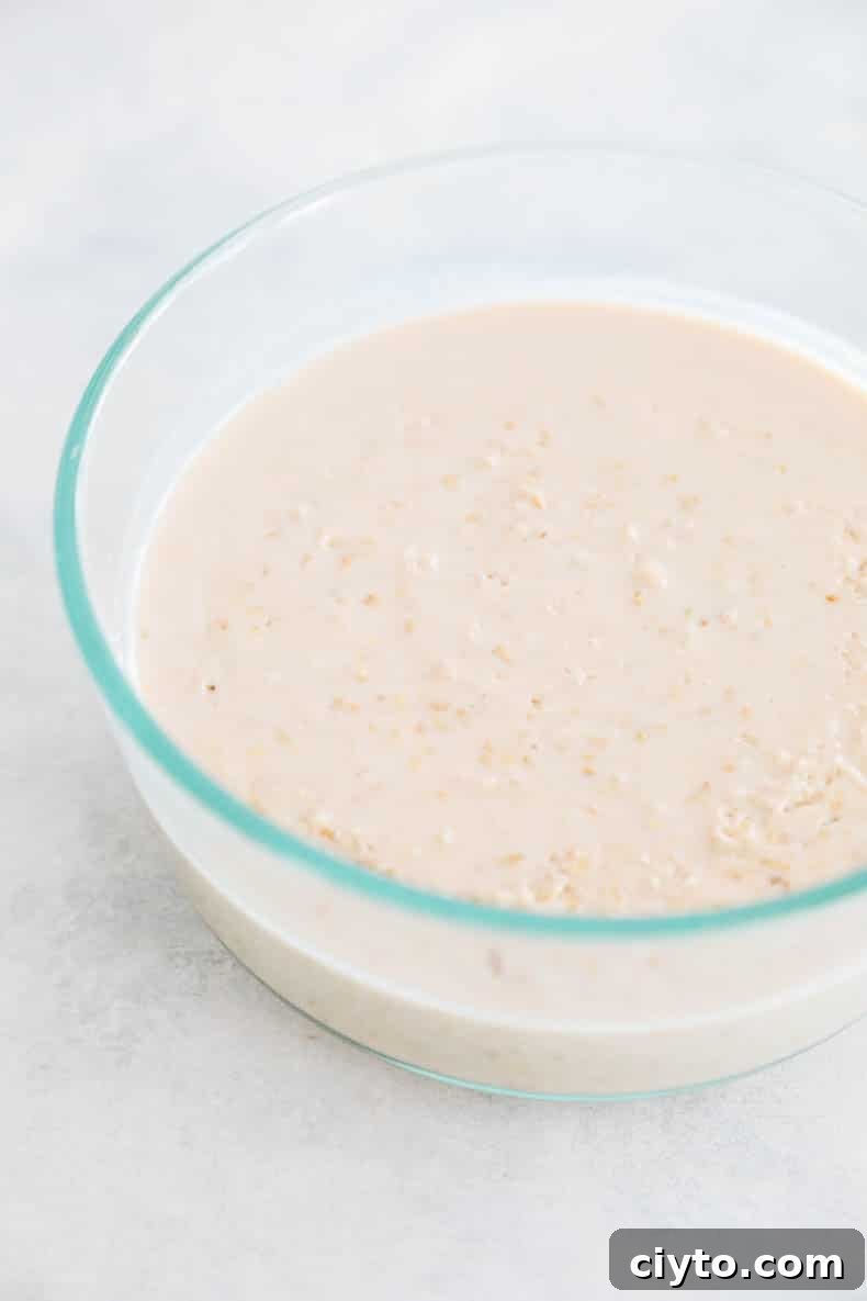 overnight steel cut oats in a pyrex container for storage.