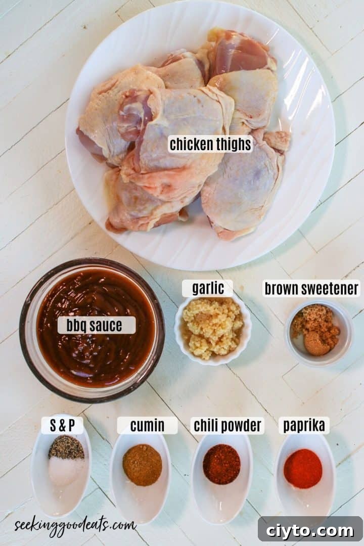 ingredients needed for making slow cooker bbq chicken thighs
