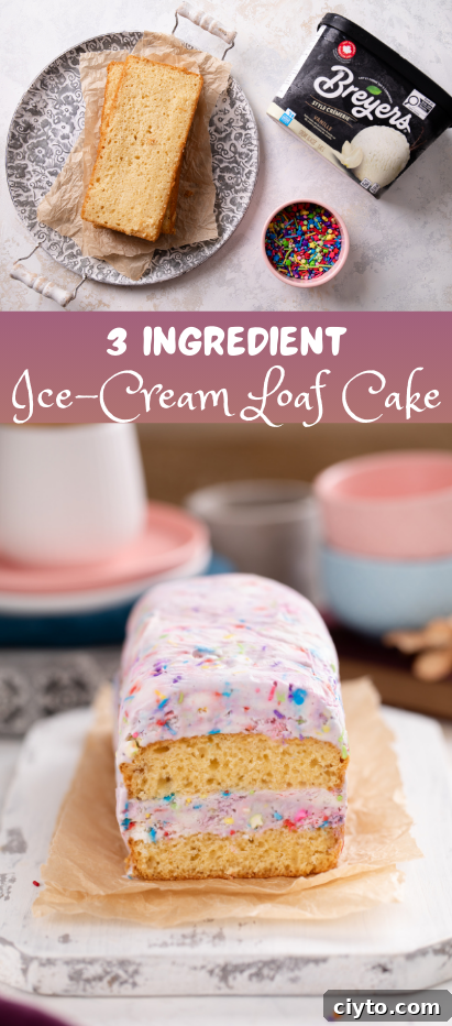 This 3 ingredient ice cream loaf cake is perfect for whenever you are craving a cold sweet treat! | bbe