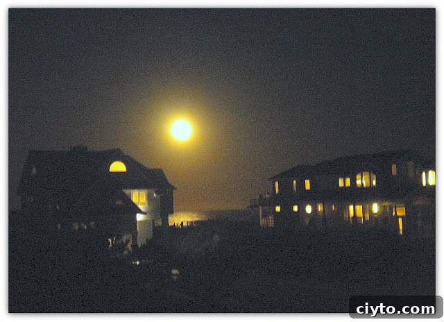 Moonlit ocean at Duck, NC
