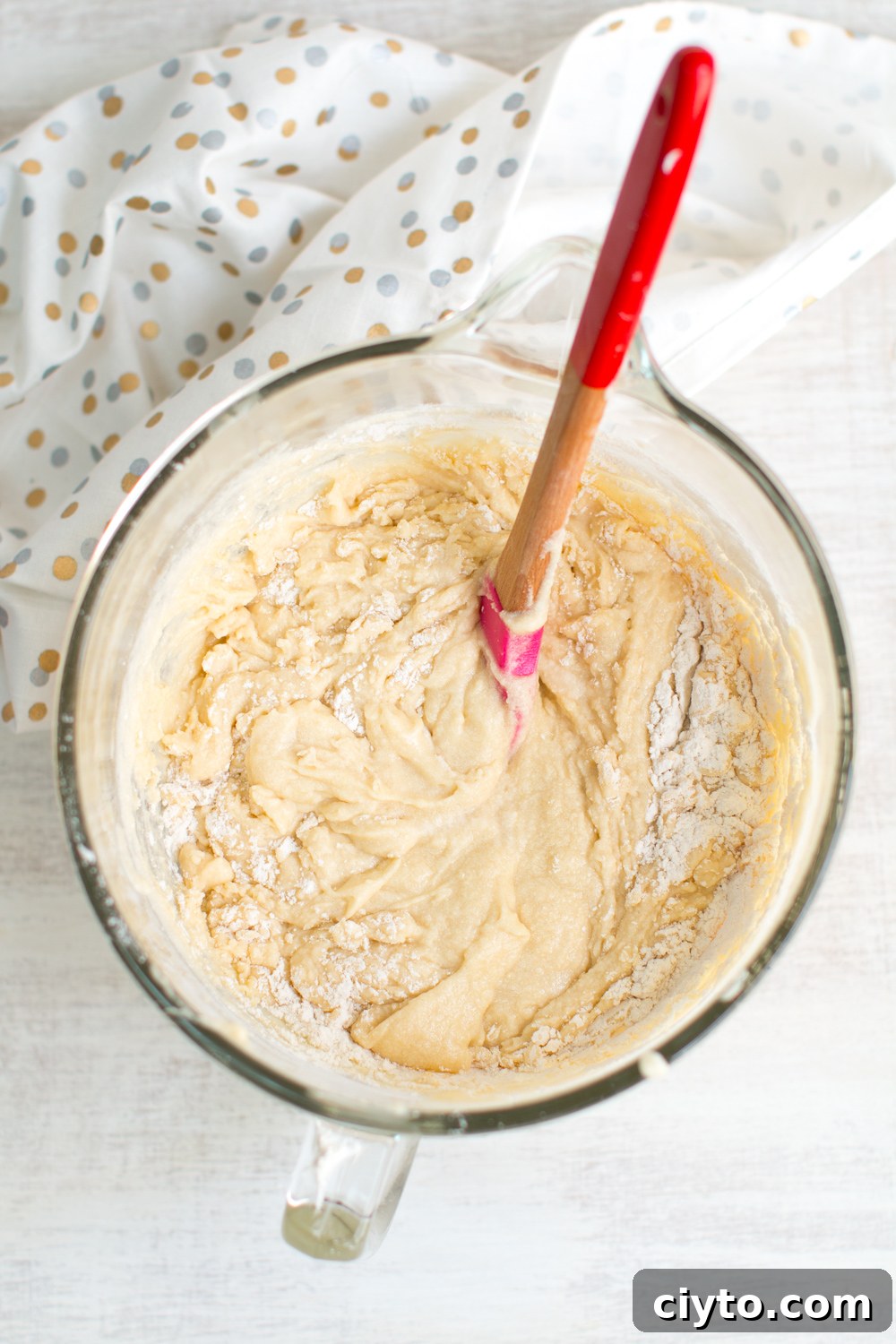 Champagne Meringue Cupcakes dough in a mixing bowl, not over mixed