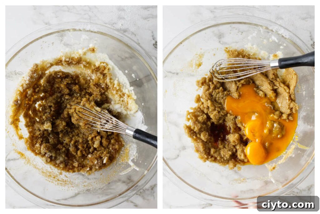 Egg Yolk Cookies Recipe: Crispy, Buttery Treats 5 Stirring melted butter and sugar together then adding egg yolks.