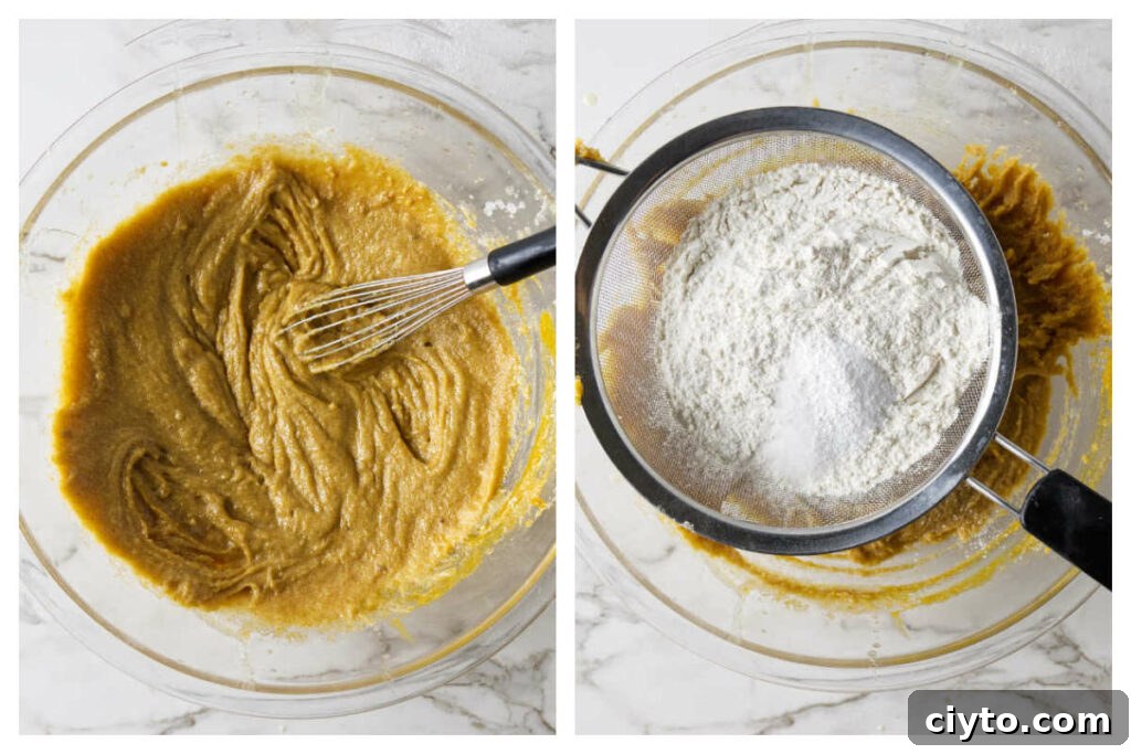 Egg Yolk Cookies Recipe: Crispy, Buttery Treats 6 Whisking the wet ingredients for cookies then adding the dry ingredients.