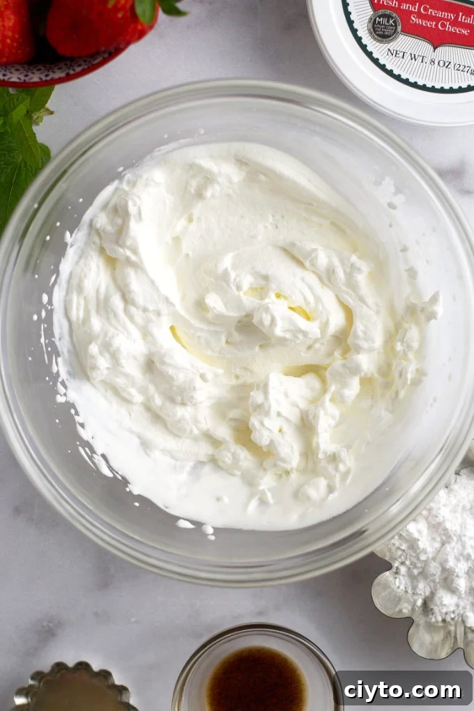 whipped cream in a glass bowl