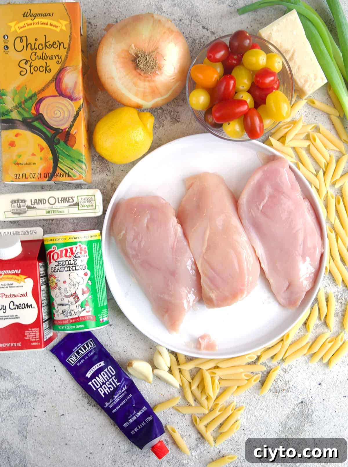 Ingredients for Cajun Chicken Pasta