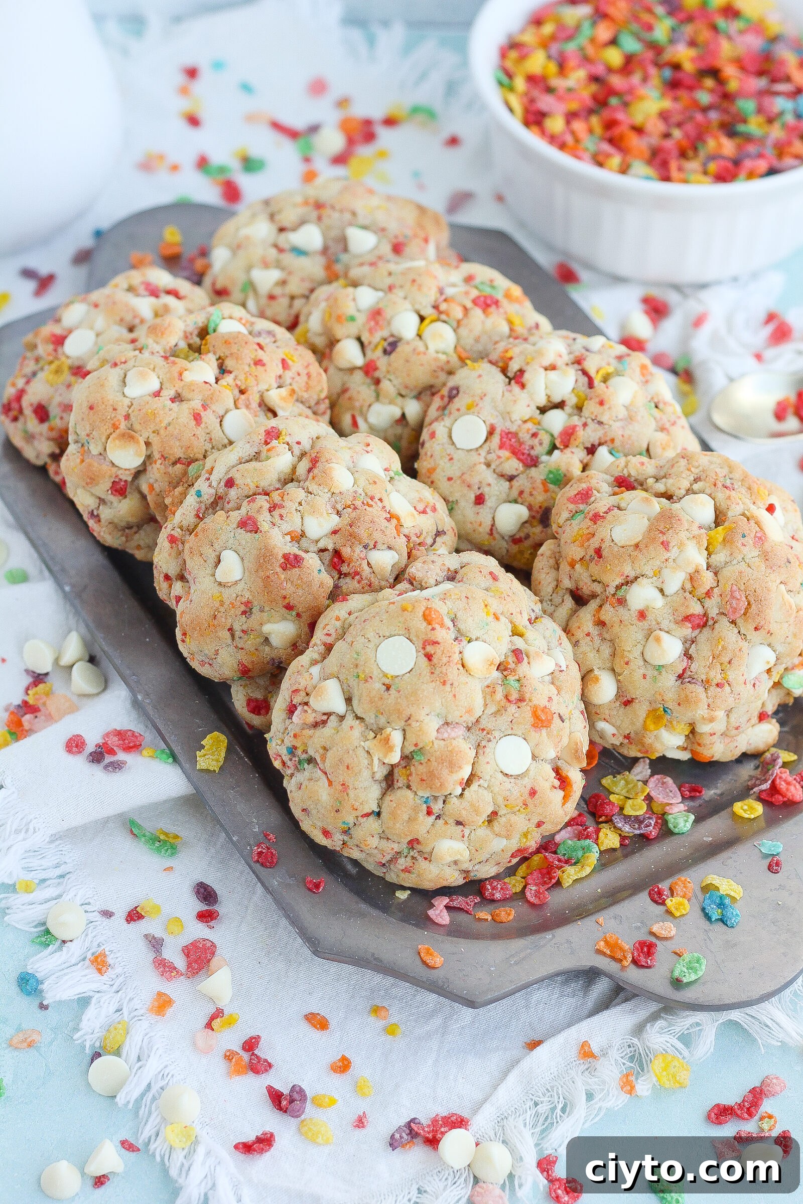 Fruity Pebbles Cookies Recipe: Crunchy Rainbow Cereal Treat 3 Fruity Pebbles Cookies close-up