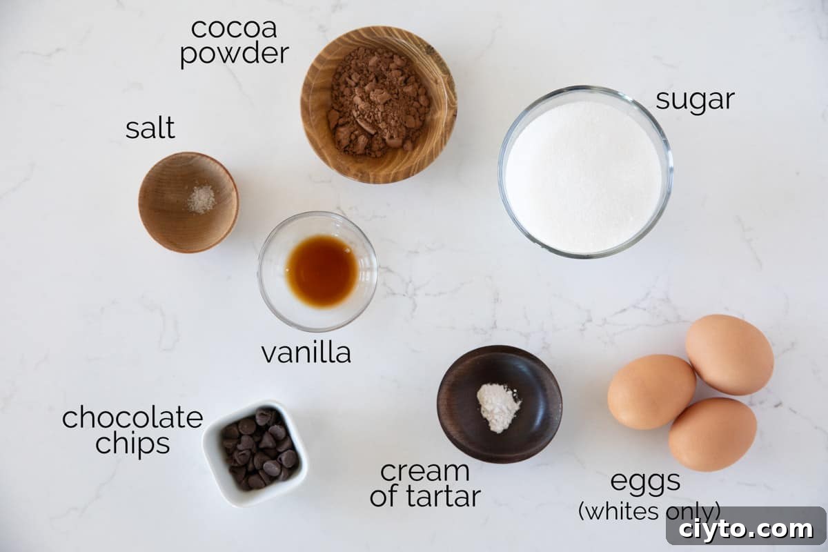 Ingredients needed for Meringue Mushrooms