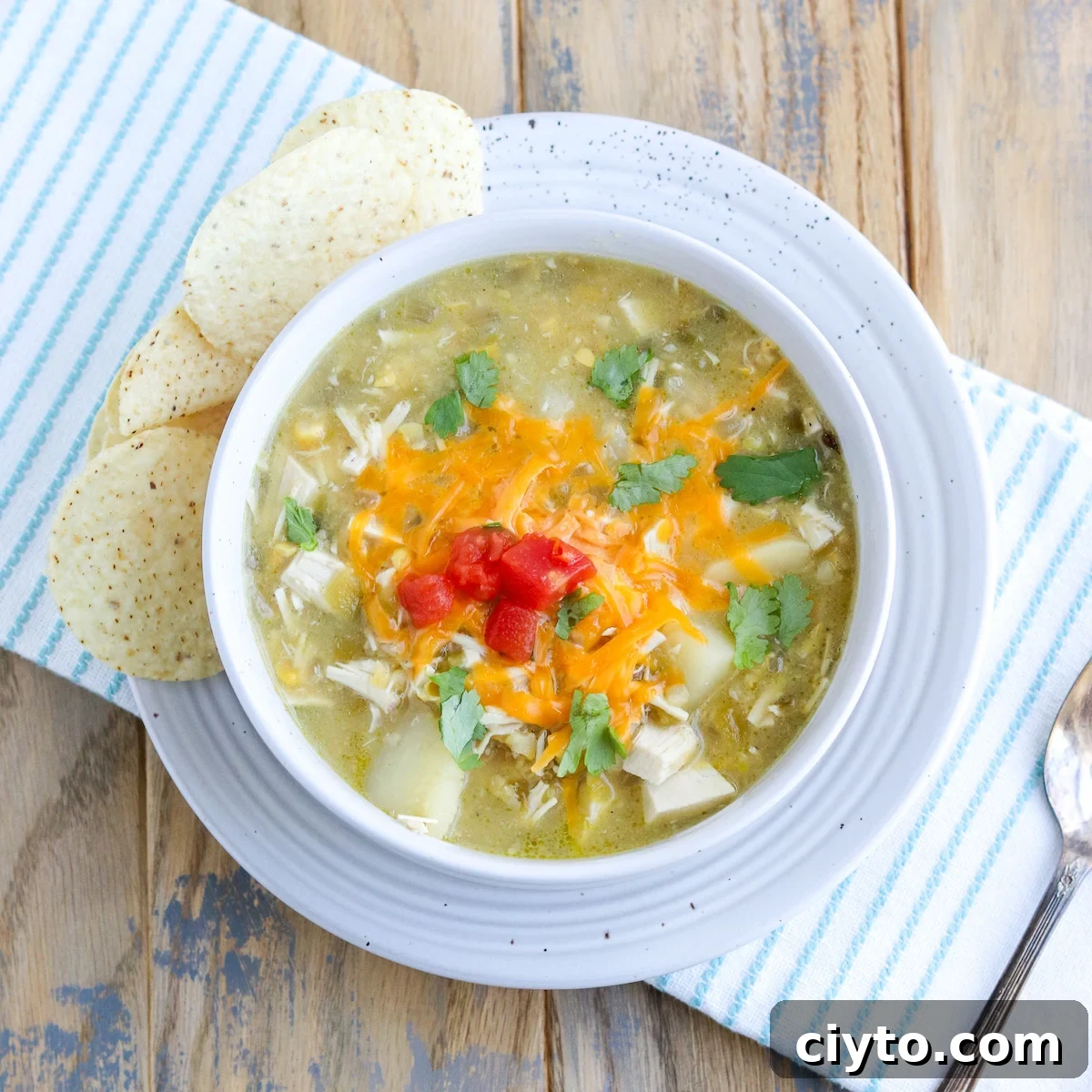 Green Chile Chicken Soup Recipe 7 prepared serving of soup