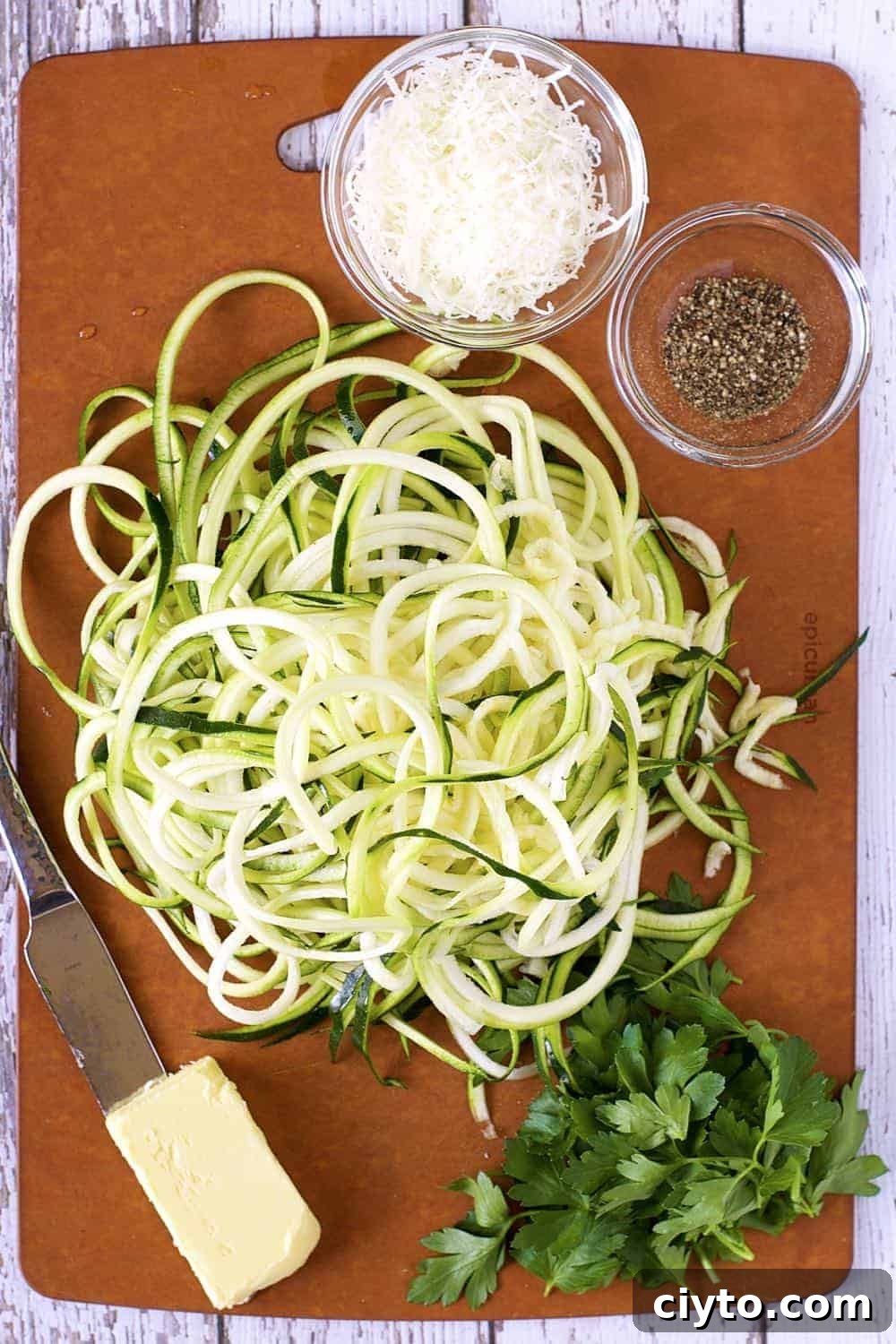 Zucchini Noodle Cacio e Pepe prep