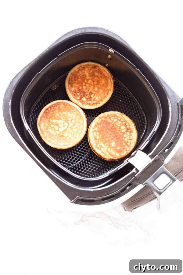 Yes you can make Air Fryer frozen pancakes and within 6 minutes you have soft, moist, fluffy and warm pancakes. The Air Fryer is perfect to cook your frozen pancakes. Get them warmth through and serve them for breakfast or lunch.